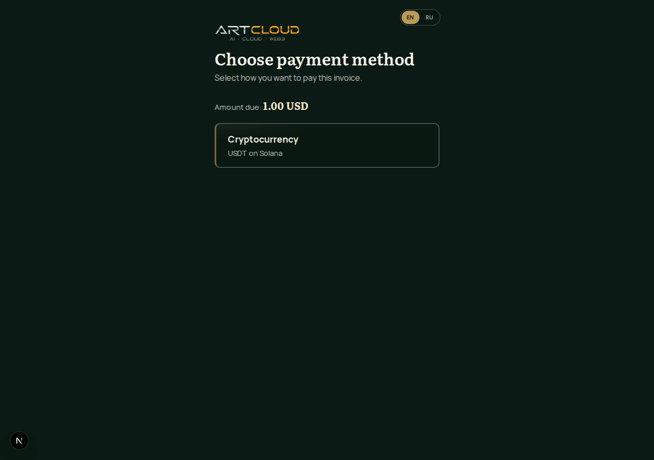 Checkout payment screen