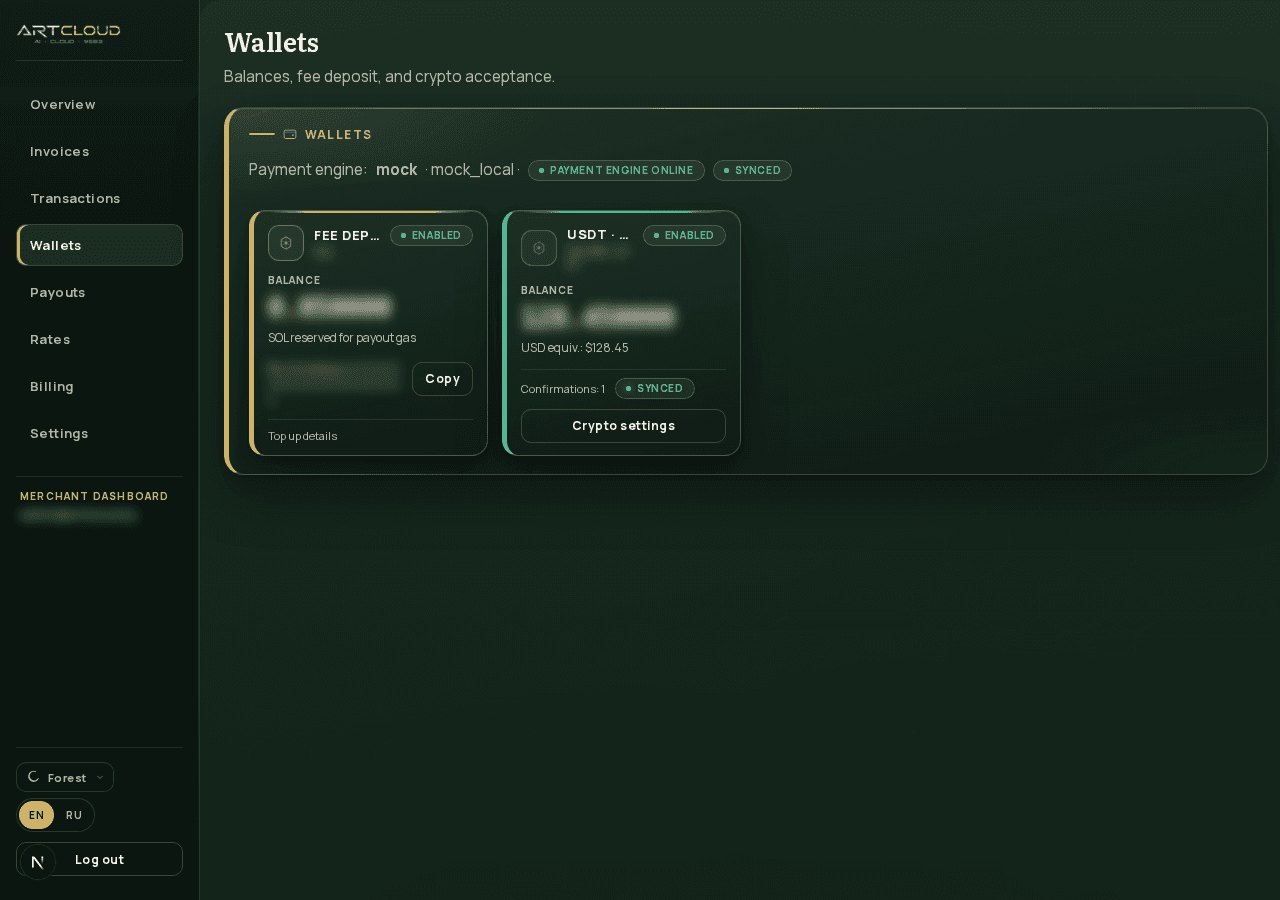 Wallets — fee deposit card
