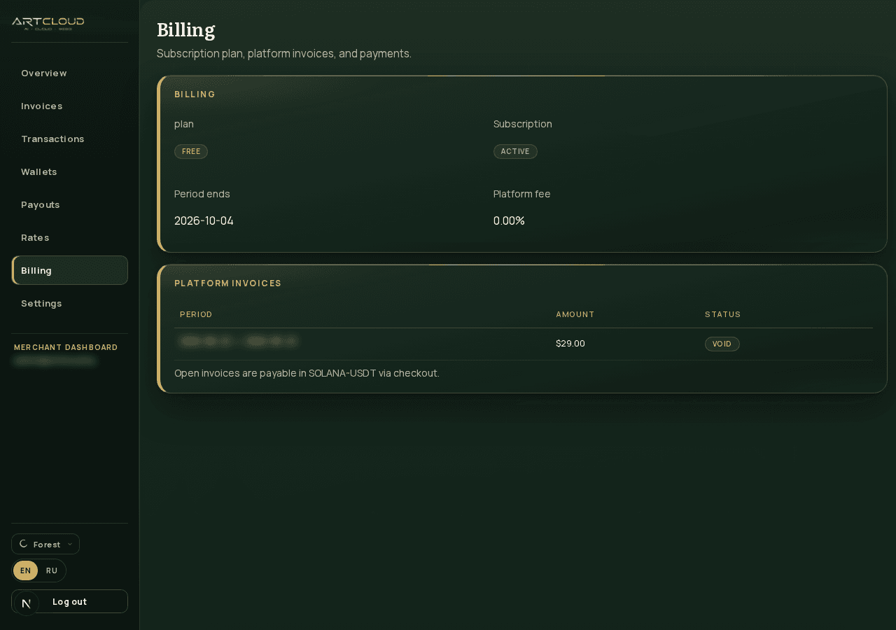 Billing tab